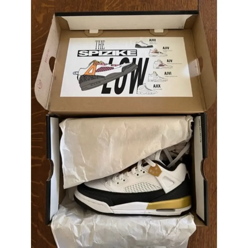 NIB Nike Jordan Spizike Low Wht/Mt Gold/Black Y4.5/W6